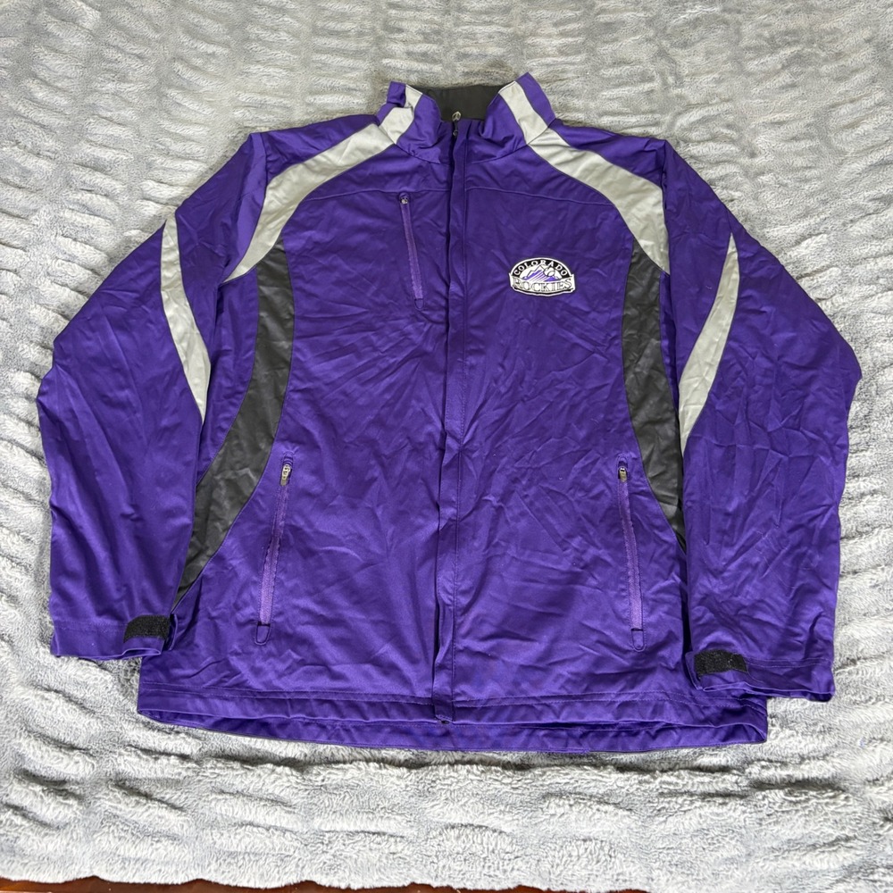 Antigua Colorado Rockies MLB Full Zip Windbreaker Jacket Purple Mens Large AT104